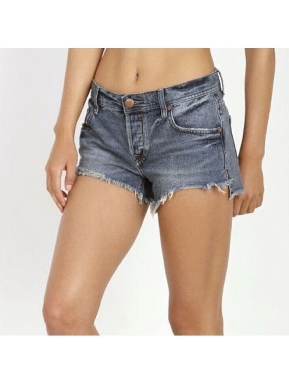 Free People SharkāBite Cut Off Raw hem Distressed Denim Shorts 29
